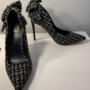 New York & Company Tweed Heels in Black and White